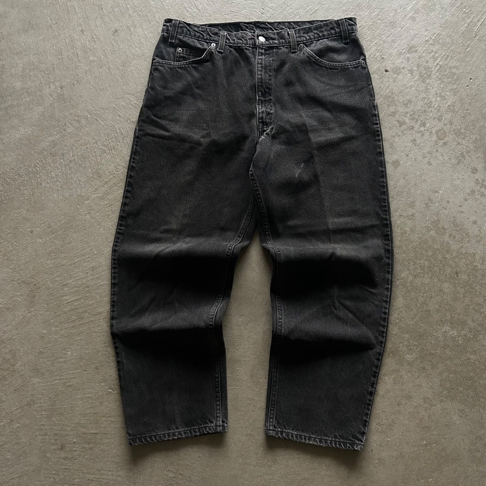 Vintage 90s Levis Jeans Size 38x30 Black Dark Wash Denim Relaxed Fit Straight